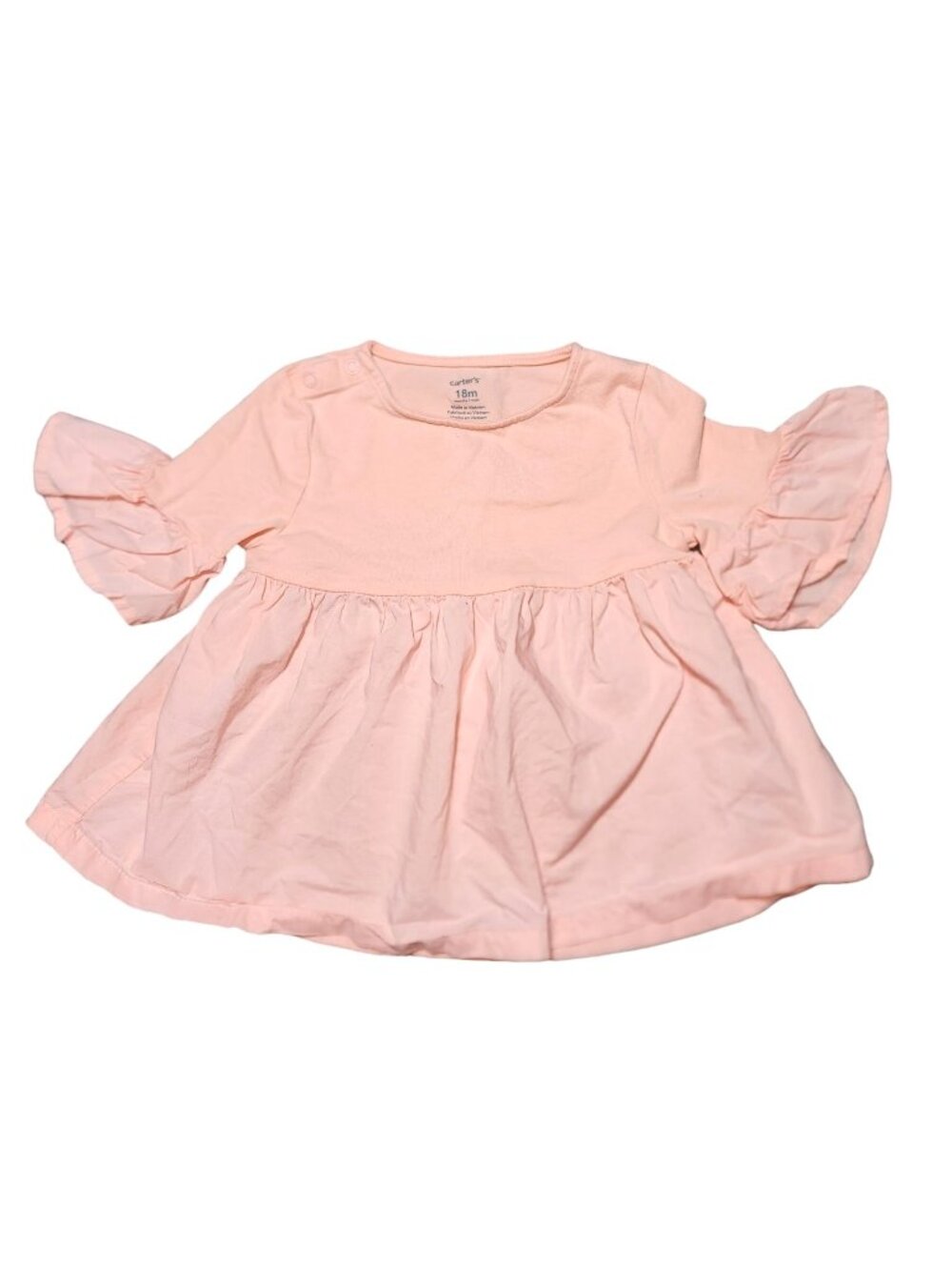 Baby Girls Carter's Pink Boho Hippie Shirt Ruffle Sleeve 18 Months Cotton Top